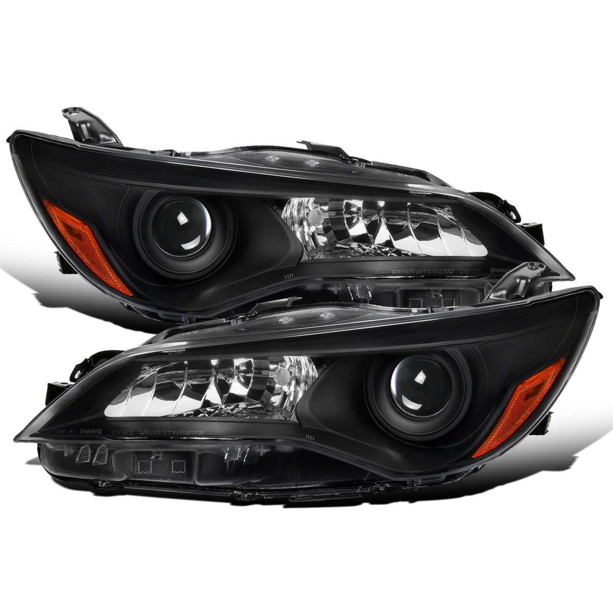 Ronnin - Se adapta a Toyota Camry 2015-2017 Faros delanteros halógenos de proyector, par de montaje de repuesto | Negro