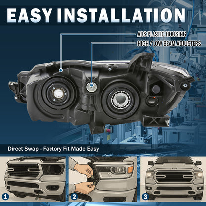 Ronnin - Conjunto de faros delanteros con proyector halógeno para Toyota Camry 2015-2017 Lado del pasajero | Cromo