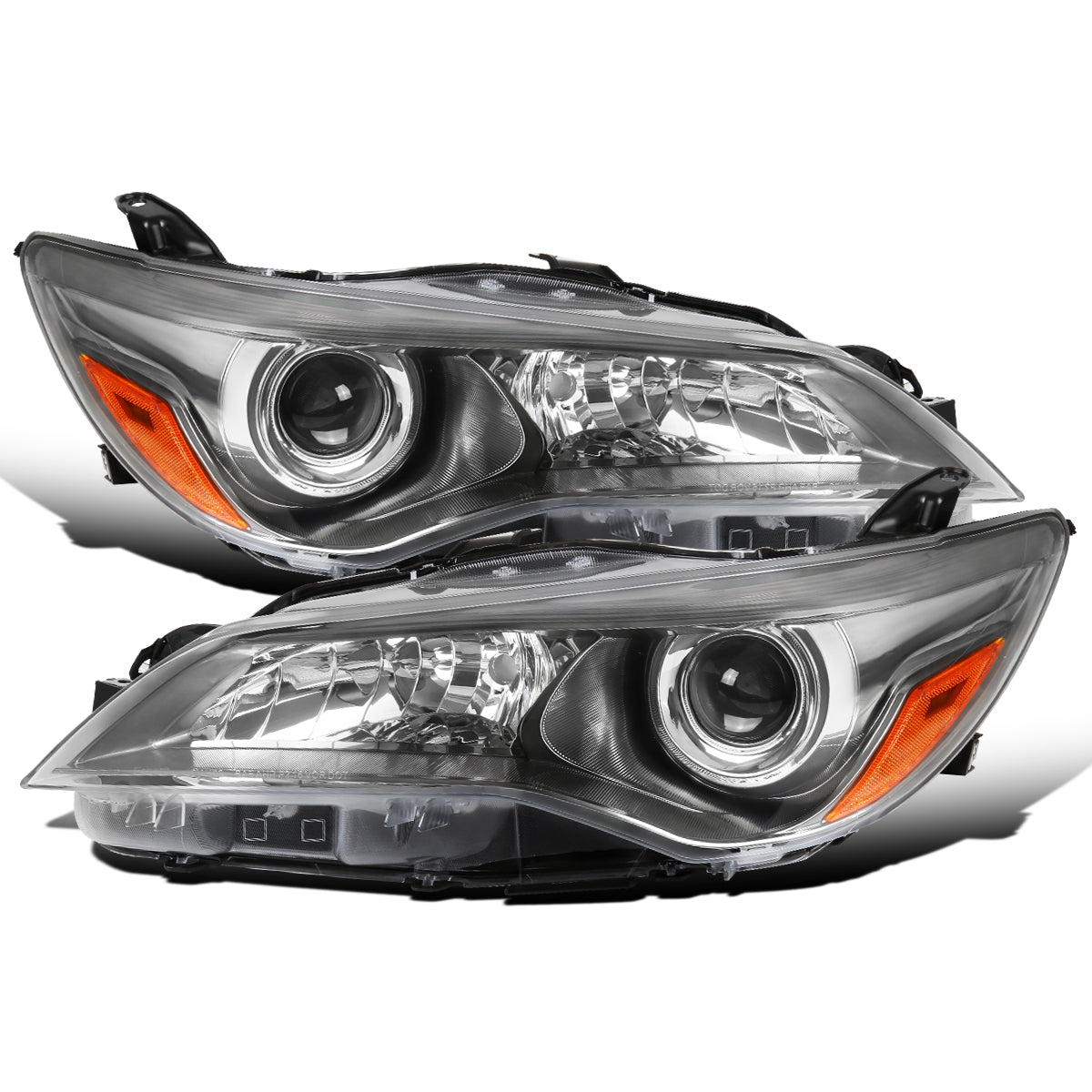 Ronnin - Se adapta a los faros delanteros de proyector halógeno Toyota Camry 2015-2017 | Par de ensamblaje de repuesto | Gris humo