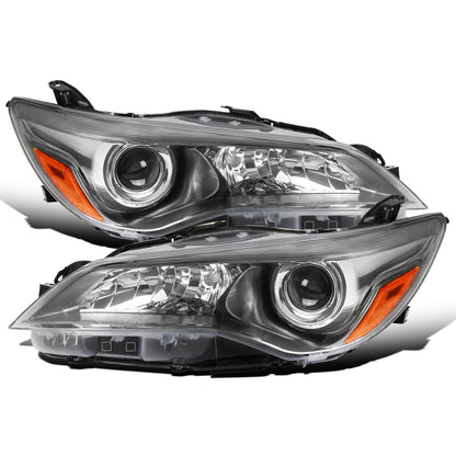 Ronnin - Se adapta a los faros delanteros de proyector halógeno Toyota Camry 2015-2017 | Par de ensamblaje de repuesto | Gris humo