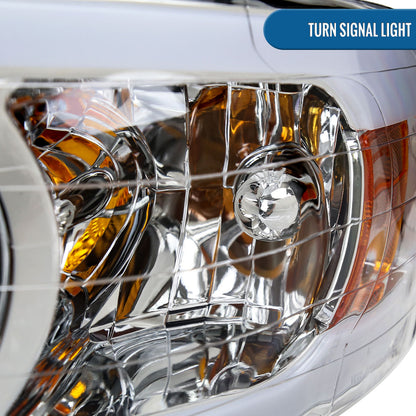 Ronnin - Fits 2002-2005 Dodge Ram 1500 2500 3500 Upgraded LED Tube Running Lights Projector Headlights Replacement Assembly Pair | Chrome