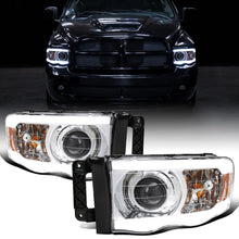 Ronnin - Fits 2002-2005 Dodge Ram 1500 2500 3500 Upgraded LED Tube Running Lights Projector Headlights Replacement Assembly Pair | Chrome