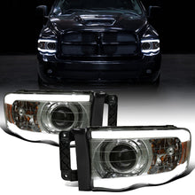 Ronnin - Fits 2002-2005 Dodge Ram 1500 2500 3500 Upgraded LED Tube Running Lights Projector Headlights Replacement Assembly Pair | Smoke