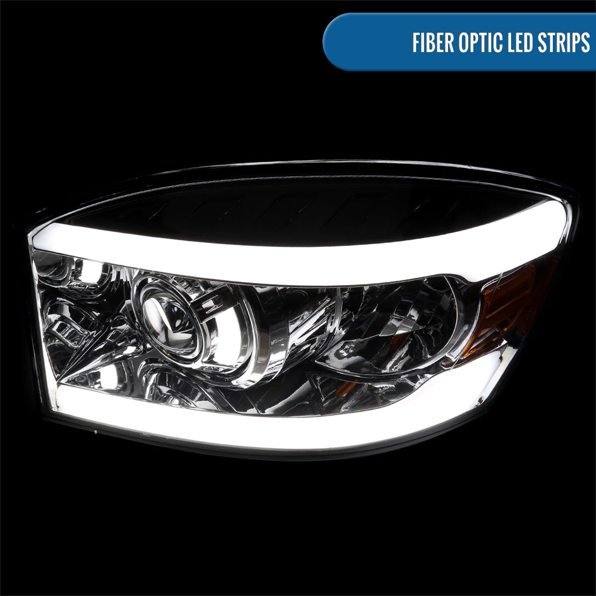 Ronnin - Fits 2006-2009 Dodge Ram 1500 2500 3500 Upgraded LED Tube Running Lights Projector Headlights Replacement Assembly Pair | Smoke