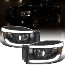 Ronnin - Fits 2006-2009 Dodge Ram 1500 2500 3500 Upgraded LED Tube Running Lights Projector Headlights Replacement Assembly Pair | Black