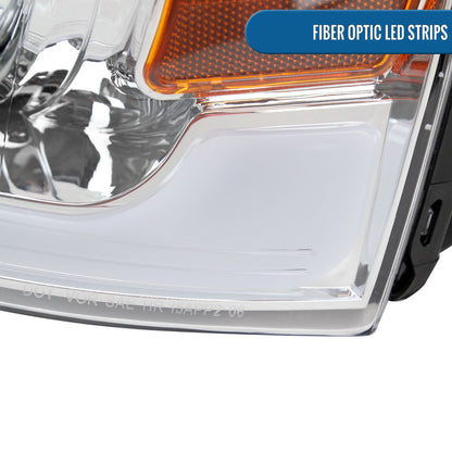 Ronnin - Fits 2004-2008 Ford F150 2006-2008 Lincoln Mark LT LED Tube Running Lights Projector Headlights Replacement Assembly Pair | Chrome