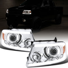 Ronnin - Fits 2004-2008 Ford F150 2006-2008 Lincoln Mark LT LED Tube Running Lights Projector Headlights Replacement Assembly Pair | Chrome