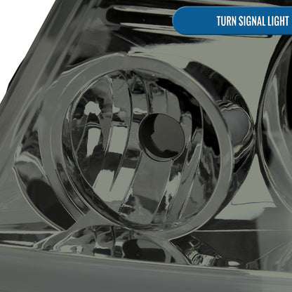 Ronnin - Fits 2004-2008 Ford F150 2006-2008 Lincoln Mark LT LED Tube Running Lights Projector Headlights Replacement Assembly Pair | Smoke