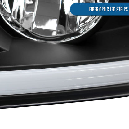 Ronnin - Fits 2004-2008 Ford F150 2006-2008 Lincoln Mark LT LED Tube Running Lights Projector Headlights Replacement Assembly Pair | Black