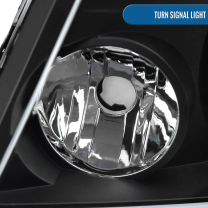 Ronnin - Fits 2004-2008 Ford F150 2006-2008 Lincoln Mark LT LED Tube Running Lights Projector Headlights Replacement Assembly Pair | Black