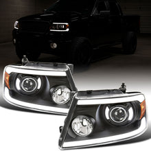 Ronnin - Fits 2004-2008 Ford F150 2006-2008 Lincoln Mark LT LED Tube Running Lights Projector Headlights Replacement Assembly Pair | Black
