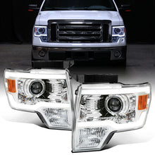 Ronnin - Fits 2009-2014 Ford F150 Upgraded LED Running Tube Lights Projector Headlights Replacement Assembly Pair | Chrome