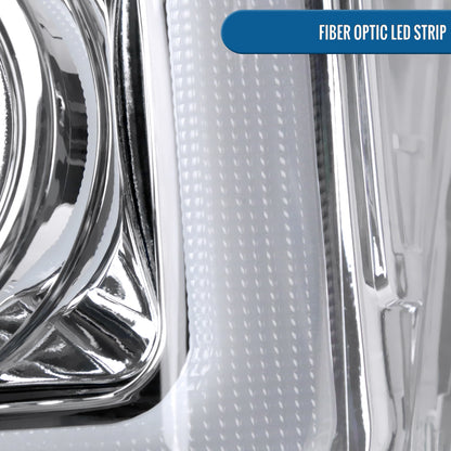 Ronnin - Fits 2008-2010 Ford F250 F350 F450 F550 Super Duty Pickup Projector Headlights LED Tube Sequential Turn Signal Lamps Assembly Pair | Chrome