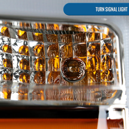 Ronnin - Fits 2008-2010 Ford F250 F350 F450 F550 Super Duty Pickup Projector Headlights LED Tube Sequential Turn Signal Lamps Assembly Pair | Chrome