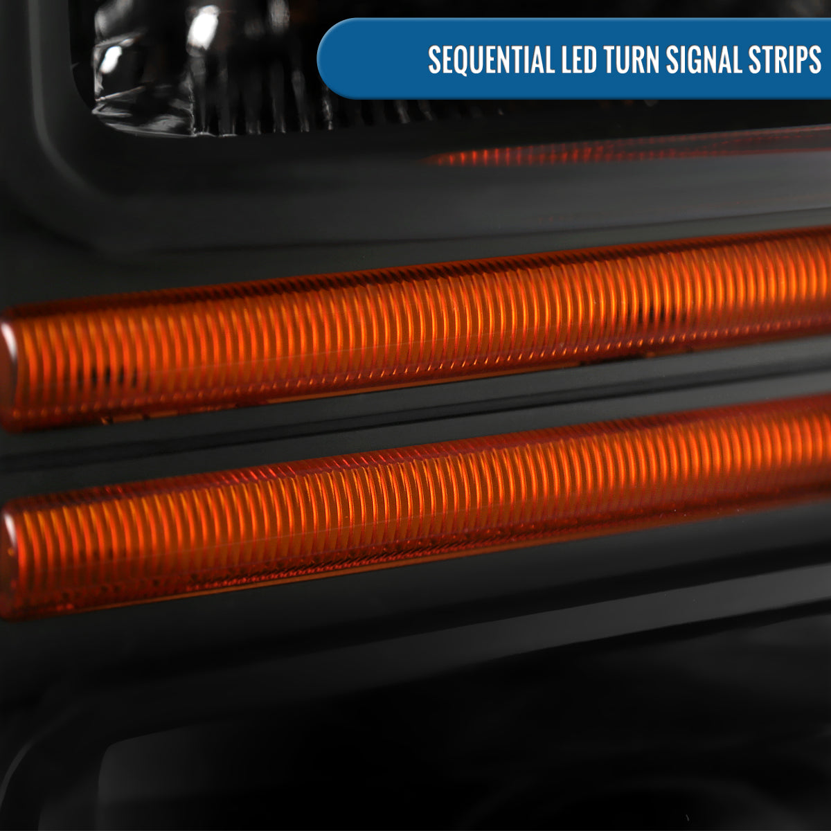 Ronnin - Fits 2008-2010 Ford F250 F350 F450 F550 Super Duty Pickup Projector Headlights LED Tube Sequential Turn Signal Lamps Assembly Pair | Black