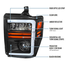 Ronnin - Fits 2008-2010 Ford F250 F350 F450 F550 Super Duty Pickup Projector Headlights LED Tube Sequential Turn Signal Lamps Assembly Pair | Black