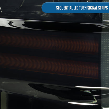 Ronnin - Fits 2008-2010 Ford F250 F350 F450 F550 Super Duty Pickup Projector Headlights LED Tube Sequential Turn Signal Lamps Assembly Pair | Black Smoke