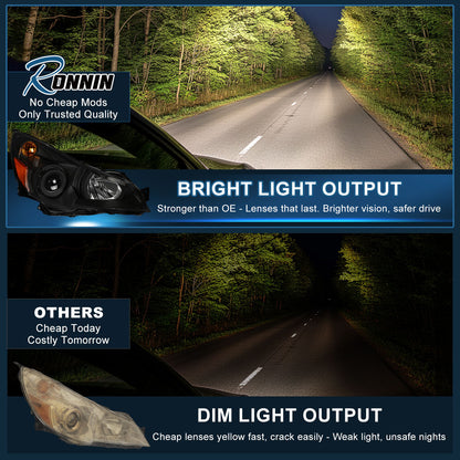 Ronnin - Se adapta a Subaru Legacy Outback 2010-2014, conjunto de repuesto de faros delanteros con proyector halógeno, par | Negro