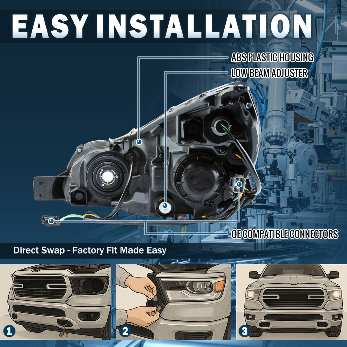 Ronnin - Se adapta a Subaru Legacy Outback 2010-2014 Halógeno Proyector Faros Reemplazo Montaje Lado del Pasajero | Cromo