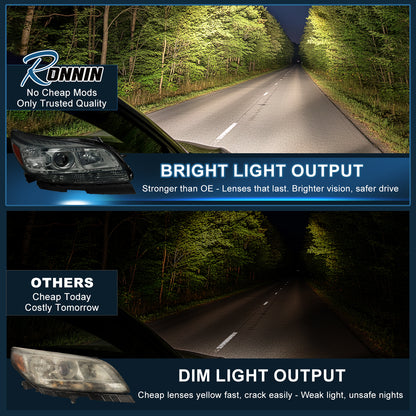 Ronnin - Compatible con Chevy Malibu 2013-2015, Malibu Limited 2016 Par de faros delanteros con proyector halógeno de repuesto | Ahumado