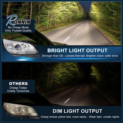 Ronnin - Compatible con Chevy Malibu 2013-2015 y Malibu Limited 2016 Montaje de repuesto para faros delanteros halógenos con proyector del lado del pasajero | Cromo