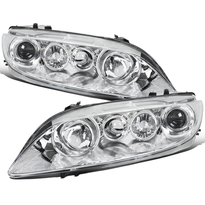 Ronnin - Fits 2003-2005 Mazda 6 Sedan Upgraded Replacement Projector Headlights Assembly Pair | Chrome