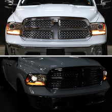 Ronnin - Fits 2013-2018 Ram 1500 2500 3500 2019-2024 Ram 1500 Classic Factory Upgraded Replacement Projector Headlights Amber Running Lights Assembly Pair | Chrome