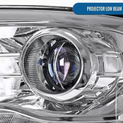 Ronnin - Fits 2013-2018 Ram 1500 2500 3500 2019-2024 Ram 1500 Classic Factory Upgraded Replacement Projector Headlights Amber Running Lights Assembly Pair | Chrome