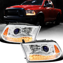 Ronnin - Fits 2013-2018 Ram 1500 2500 3500 2019-2024 Ram 1500 Classic Factory Upgraded Replacement Projector Headlights Amber Running Lights Assembly Pair | Chrome