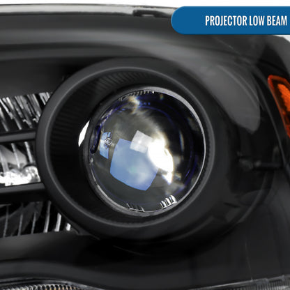 Ronnin - Fits 2013-2018 Ram 1500 2500 3500 2019-2024 Ram 1500 Classic Factory Upgraded Replacement Projector Headlights Amber Running Lights Assembly Pair | Black