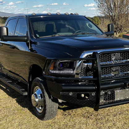 Ronnin - Fits 2013-2018 Ram 1500 2500 3500 2019-2024 Ram 1500 Classic Factory Upgraded Replacement Projector Headlights Amber Running Lights Assembly Pair | Black