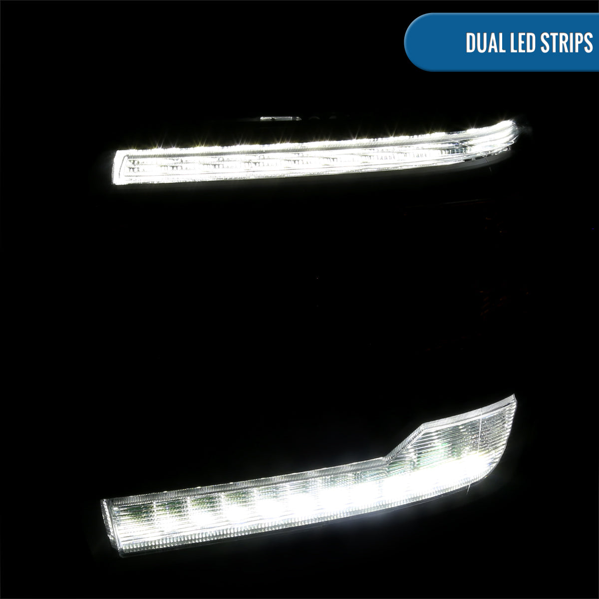 Ronnin - Se adapta a GMC Sierra 1500 2500HD 3500HD 2014-2019 Luces LED de circulación diurna, conjunto de faros delanteros con proyector de repuesto, par | Negro