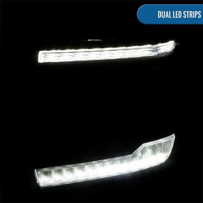 Ronnin - Se adapta a GMC Sierra 1500 2500HD 3500HD 2014-2019 Luces LED de circulación diurna, conjunto de faros delanteros con proyector de repuesto, par | Negro