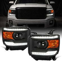 Ronnin - Se adapta a GMC Sierra 1500 2500HD 3500HD 2014-2019 Luces LED de circulación diurna, conjunto de faros delanteros con proyector de repuesto, par | Negro