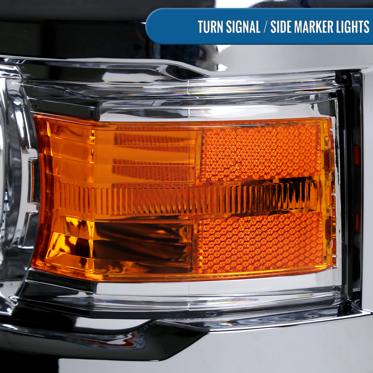 Ronnin - Fits 2014-2015 Chevy Silverado 1500 Upgraded Factory Replacement Projector Headlights Assembly Pair | Chrome