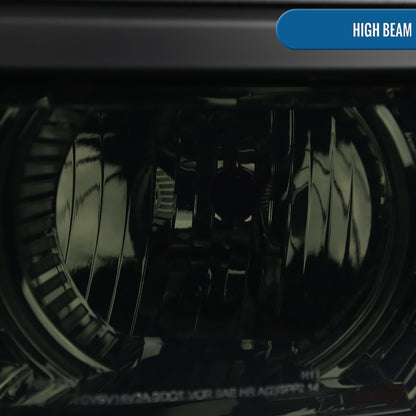 Ronnin - Fits 2014-2015 Chevy Silverado 1500 Upgraded Factory Replacement Projector Headlights Black Trim Assembly Pair | Smoke