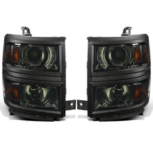 Ronnin - Fits 2014-2015 Chevy Silverado 1500 Upgraded Factory Replacement Projector Headlights Black Trim Assembly Pair | Smoke