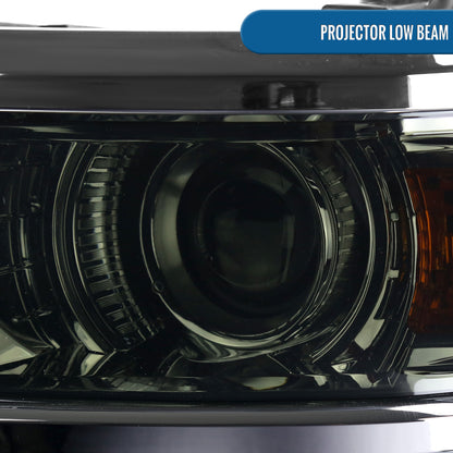 Ronnin - Fits 2014-2015 Chevy Silverado 1500 Upgraded Factory Replacement Projector Headlights Assembly Pair | Smoke