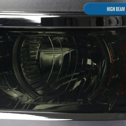 Ronnin - Fits 2014-2015 Chevy Silverado 1500 Upgraded Factory Replacement Projector Headlights Assembly Pair | Smoke