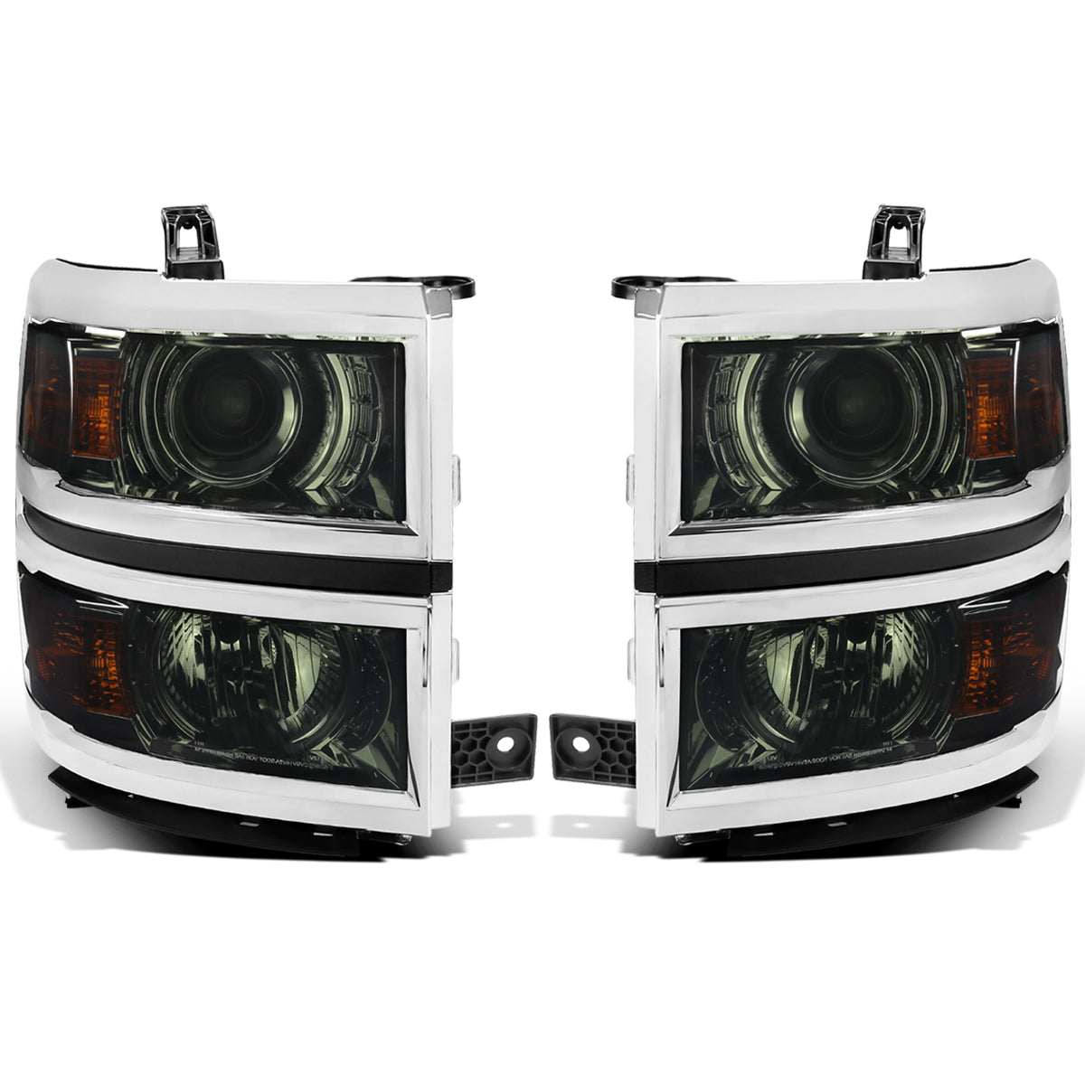 Ronnin - Fits 2014-2015 Chevy Silverado 1500 Upgraded Factory Replacement Projector Headlights Assembly Pair | Smoke