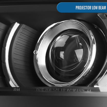 Ronnin - Fits 2014-2015 Chevy Silverado 1500 Upgraded Factory Replacement Projector Headlights Black Trim Assembly Pair | Black