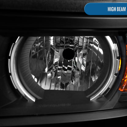 Ronnin - Fits 2014-2015 Chevy Silverado 1500 Upgraded Factory Replacement Projector Headlights Black Trim Assembly Pair | Black