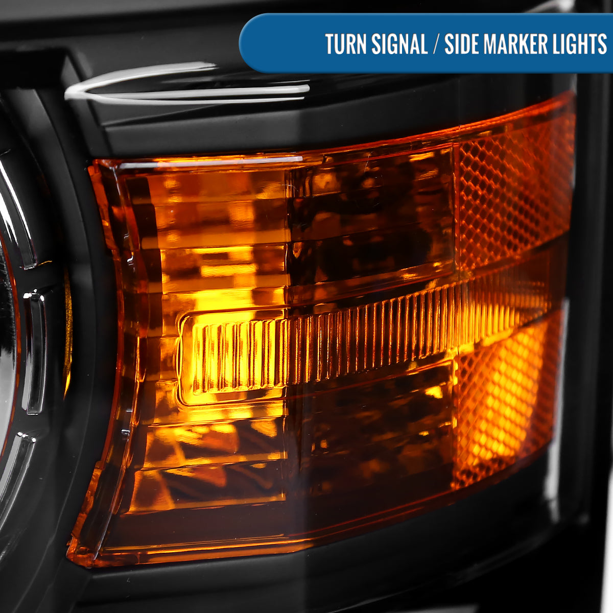 Ronnin - Fits 2014-2015 Chevy Silverado 1500 Upgraded Factory Replacement Projector Headlights Black Trim Assembly Pair | Black