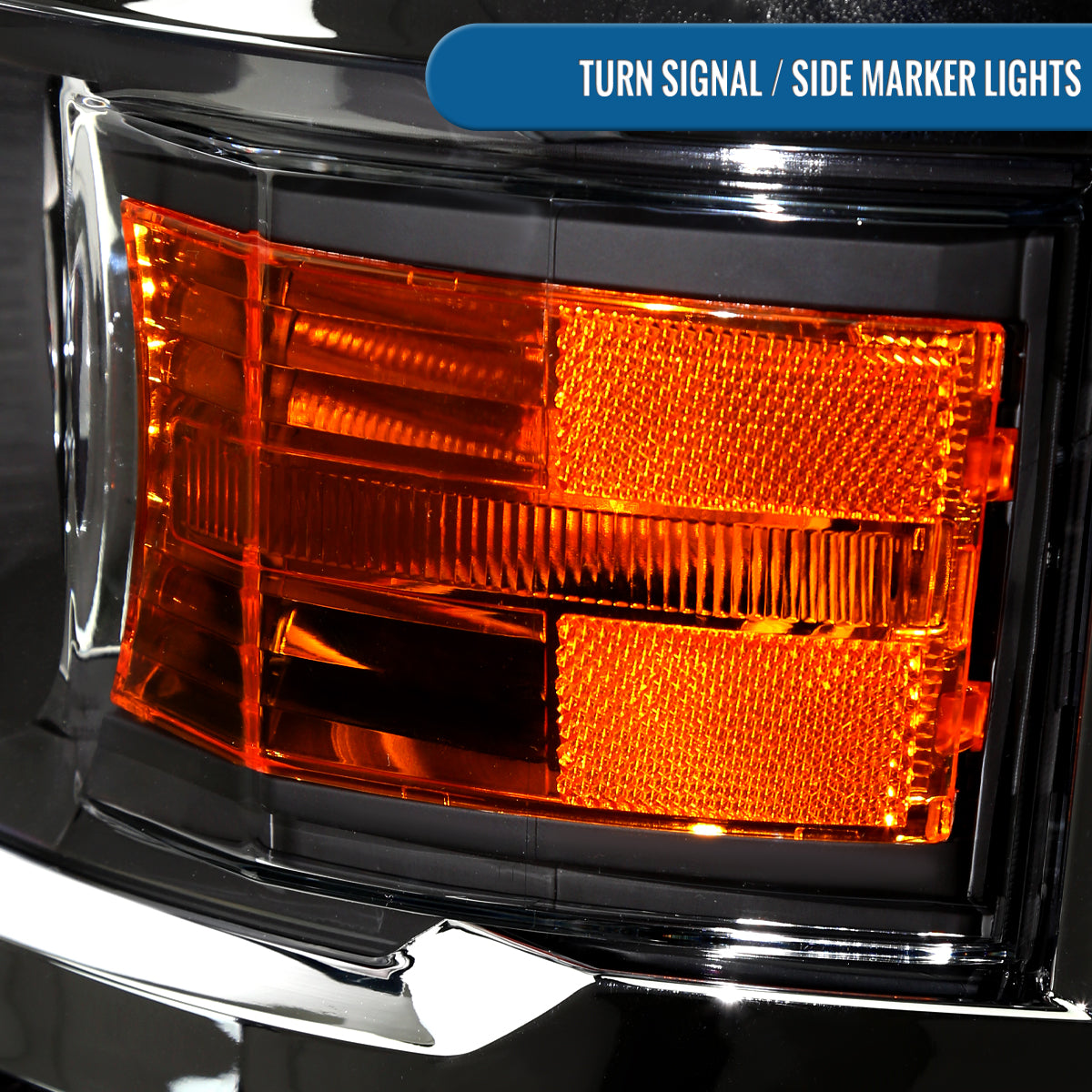 Ronnin - Fits 2014-2015 Chevy Silverado 1500 Factory Replacement Projector Headlights Assembly Pair | Black