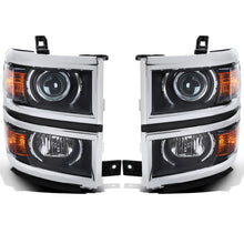 Ronnin - Fits 2014-2015 Chevy Silverado 1500 Factory Replacement Projector Headlights Assembly Pair | Black