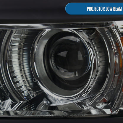 Ronnin - Fits 2014-2015 Chevy Silverado 1500 Upgraded Factory Replacement Projector Headlights Black Trim Assembly Pair | Light Smoke