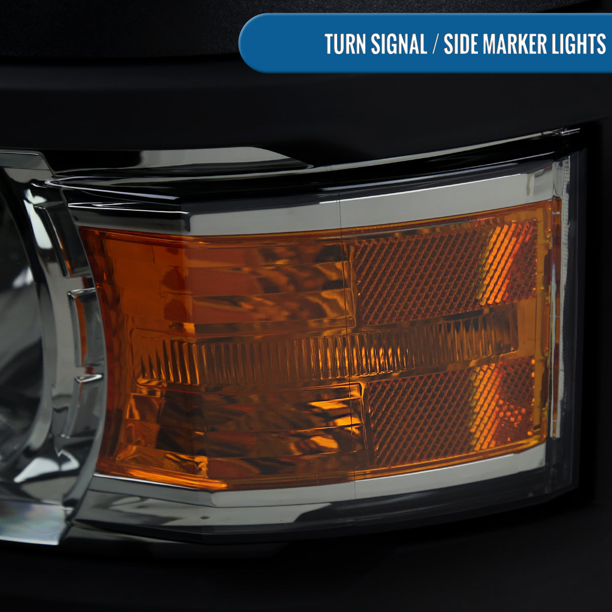 Ronnin - Fits 2014-2015 Chevy Silverado 1500 Upgraded Factory Replacement Projector Headlights Black Trim Assembly Pair | Light Smoke