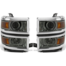 Ronnin - Fits 2014-2015 Chevy Silverado 1500 Upgraded Factory Replacement Projector Headlights Assembly Pair | Light Smoke