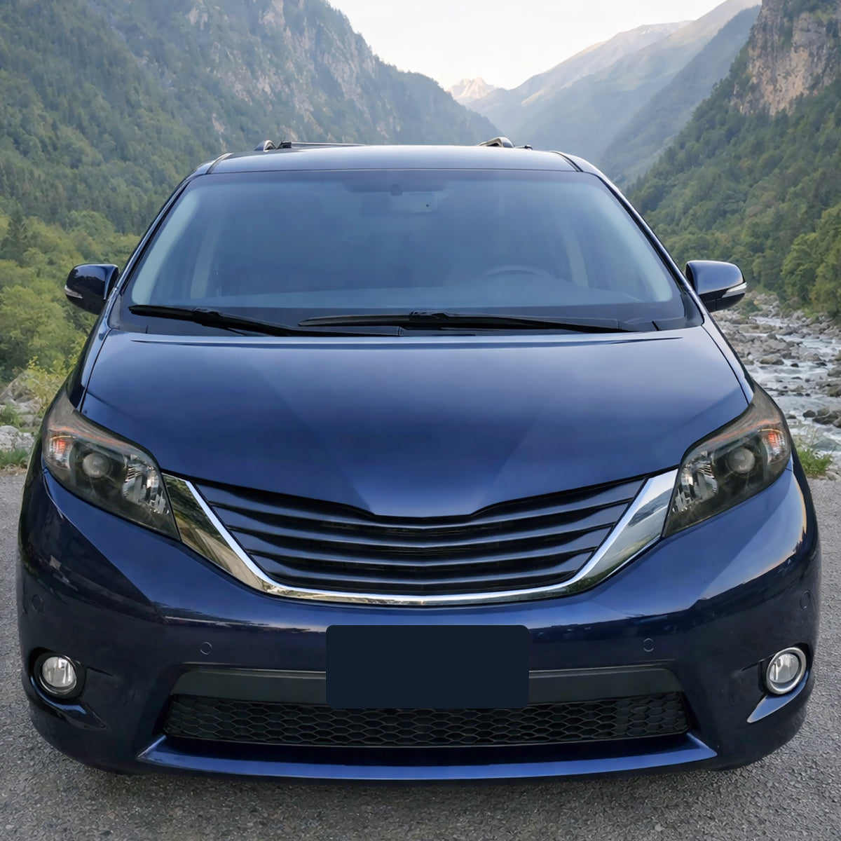 Ronnin - Compatible con Toyota Sienna 2011-2020 Par de conjuntos de faros delanteros halógenos de repuesto | Negro