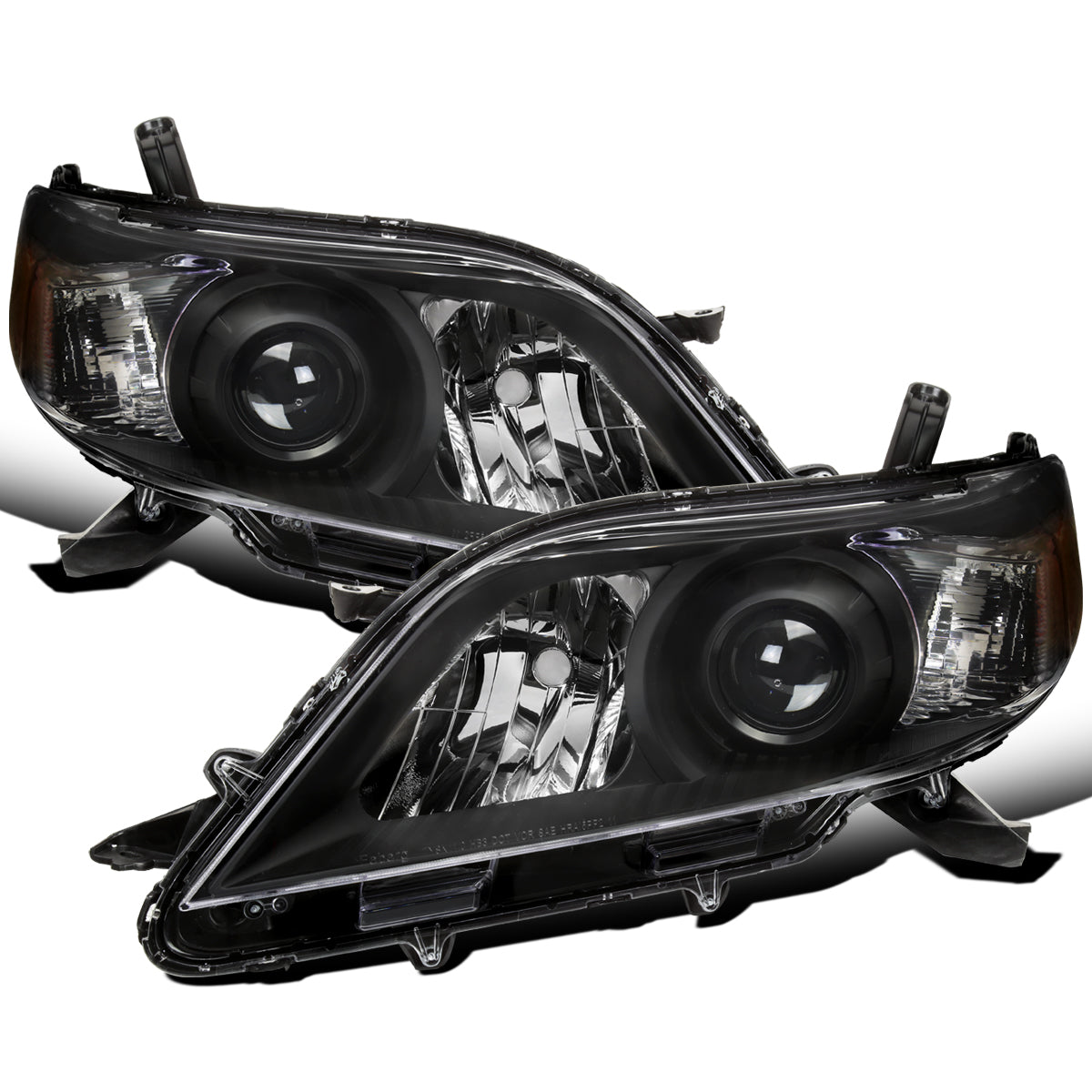 Ronnin - Compatible con Toyota Sienna 2011-2020 Par de conjuntos de faros delanteros halógenos de repuesto | Negro